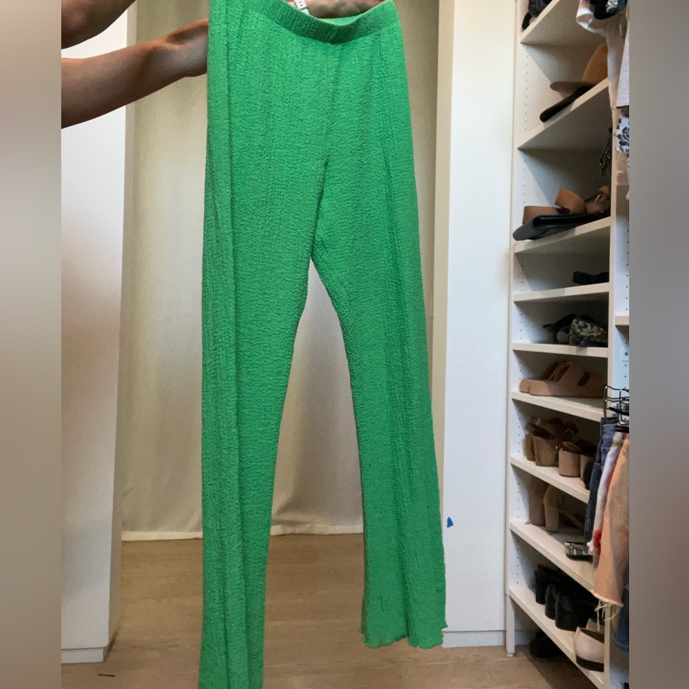 Green Zara Crinkle Pants